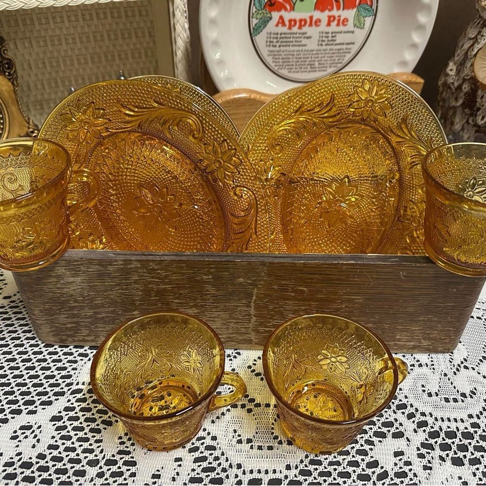 Vintage Amber Glass Tea Set